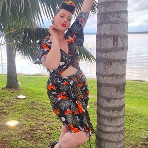 Rebel Love Lost Jungle Front Sash Dress 2X